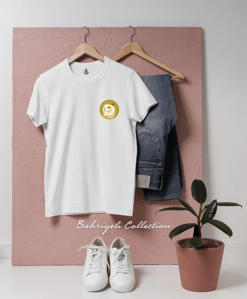 Oversize Doge Coin Cep Tasarımlı Unisex T-Shirt ürün görseli 1