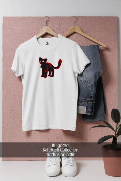 Oversize Black Cat Kitten Whiskers Domestic  Tasarımlı Unisex T-Shirt ürün görseli 1