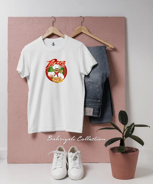Oversize Pizza Chef Italian cuisine Tasarımlı Unisex T-Shirt ürün görseli 1