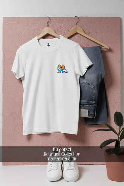Oversize Aynaya Bakan Mini Dalgıç  Cep Tasarımlı Unisex T-Shirt ürün görseli 1