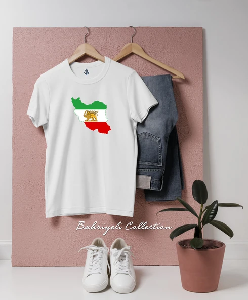 Oversize İran Büyük İran Bayrağı Haritası  Tasarımlı Unisex T-Shirt ürün görseli 1