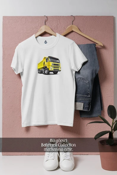 Oversize Sarı Hafriyat Kamyonu  Tasarımlı Unisex T-Shirt ürün görseli 1