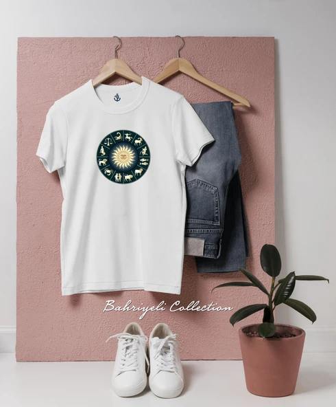 Oversize Zodiac Astrology Horoscope  Tasarımlı Unisex T-Shirt ürün görseli 1