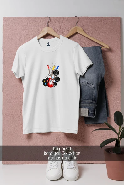 Oversize Gitar Müzik Aleti  Tasarımlı Unisex T-Shirt ürün görseli 1