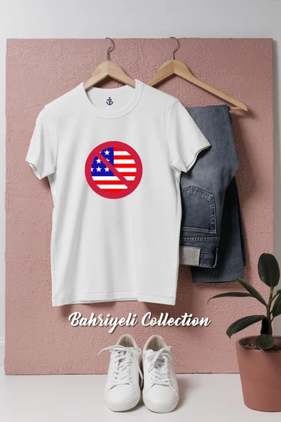 Oversize Anti Amerika  Tasarımlı Unisex T-Shirt ürün görseli 1