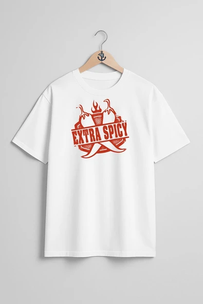 Oversize Extra Spicy Göğüs Tasarımlı Unisex T-Shirt ürün görseli 1