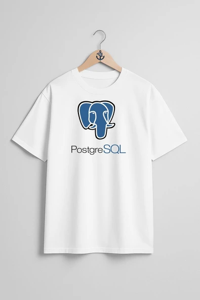 Oversize Postgresql Göğüs Tasarımlı Unisex T-Shirt - Resim 7