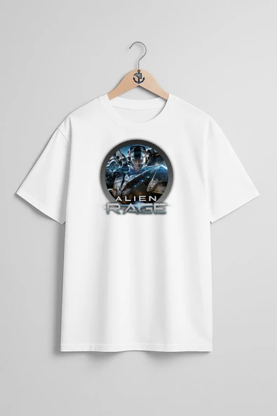 Oversize Alien Rage Göğüs Tasarımlı Unisex T-Shirt ürün görseli 1