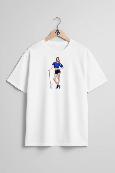 Oversize Aoa Singer K-Pop Heart Attack Korean İdol Göğüs Tasarımlı Unisex T-Shirt ürün görseli 1