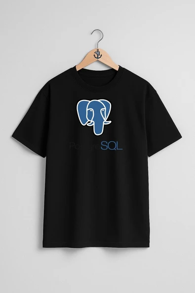 Oversize Postgresql Göğüs Tasarımlı Unisex T-Shirt - Resim 11