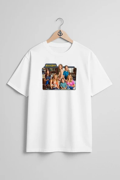 Oversize Fuller House Göğüs Tasarımlı Unisex T-Shirt ürün görseli 1