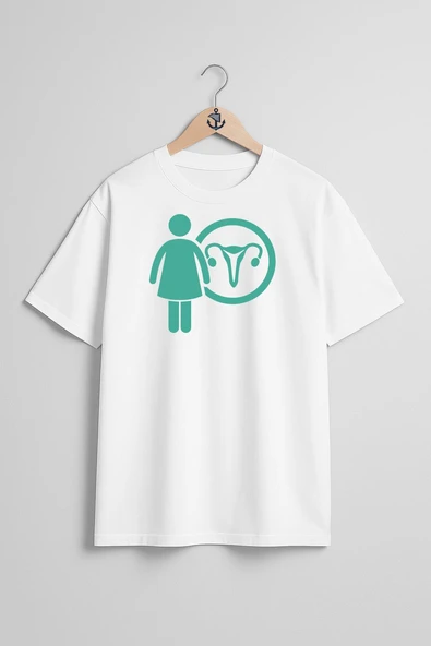 Oversize Prevent Cancer, Blue Göğüs Tasarımlı Unisex T-Shirt ürün görseli 1