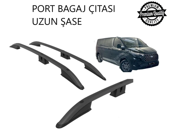 E - TRANSİT CUSTOM ELEKTİRİKLİ UZUN ŞASE 2025 2026 2027 PORTBAGAJ TAVAN ÇITASI SİYAH ürün görseli 1