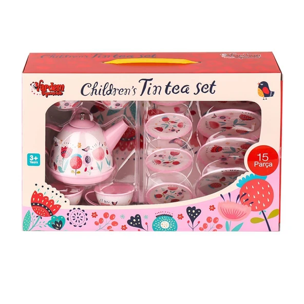 998A-998B Çiçek Desenli Metal Çay Seti 15 Parça ürün görseli 1