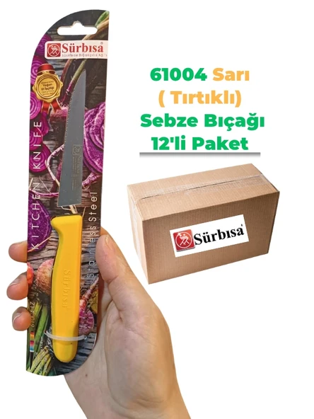 Sürbisa 61004 Sebze Bıçağı Sarı Lz1 Koli (12 adet Tırtıklı ) ürün görseli 1