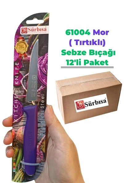 Sürbisa 61004 Sebze Bıçağı Mor Lz1 Koli (12 adet Tırtıklı ) ürün görseli 1
