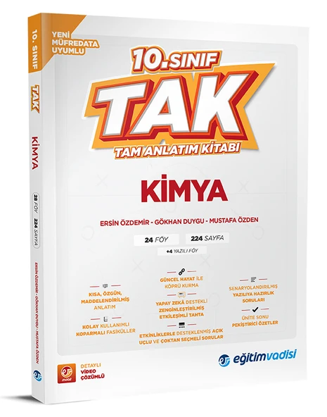 Eğitim Vadisi 2026 10. Sınıf Kimya Tak Tam Anlatım Kitabı ürün görseli 1