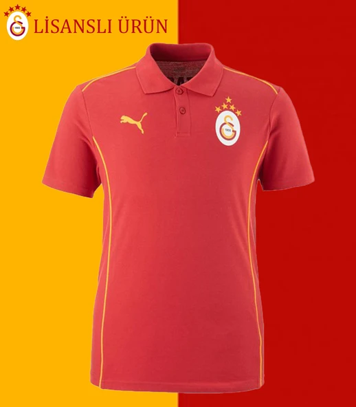 Galatasaray Lisanslı Puma Kırmızı 5 Yıldız Polo T-Shirt ürün görseli 1