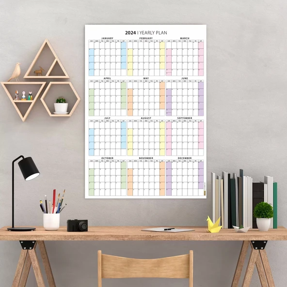 2026 Amerikan Standardı Takvim, Yıllık Planlayıcı Duvar Takvimi, Sunday Start Wall Planner ürün görseli 1