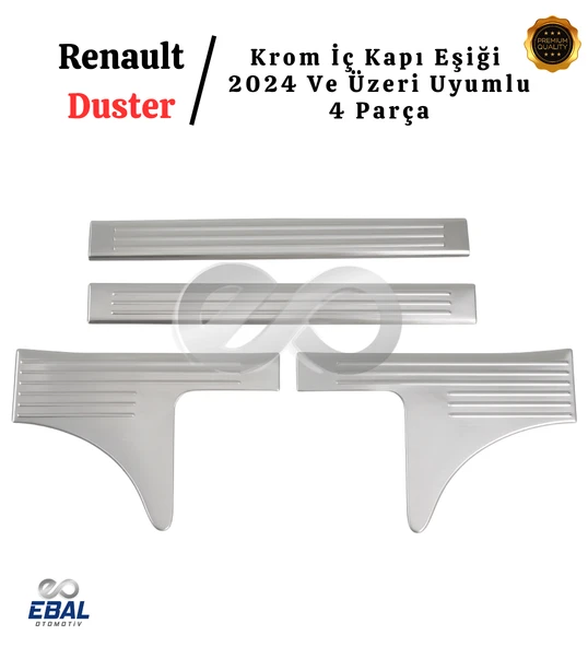 Renault Duster 2024 Üzeri İçin Krom İç Kapı Eşiği 4 Kapı Paslanmaz Çelik - Resim 3