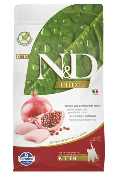 N & D Nd Prime Tahılsız Kitten Tavuklu ve Narlı Yavru Kedi Maması 1,5 Kg ürün görseli 1