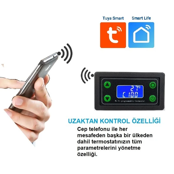 Yate10 Smart Wifi DC12/24V 30A Termostat/ Timer - Resim 2