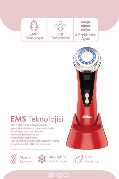 Sinbo Sbı-5906 RF Lifting Etkili Cilt Sıkılaştırıcı Kırmızı ürün görseli 1