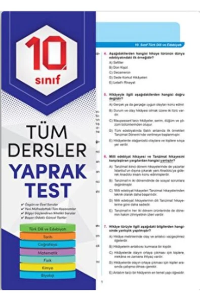Timaş Yayınları 10. Sınıf Tüm Dersler Yaprak Test ürün görseli 1
