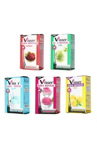Hobialem Visser, Toz Gıda Boyası, 5 Renk, Pasta Boyası, Hamur Boyası, 9 Gr ürün görseli 1