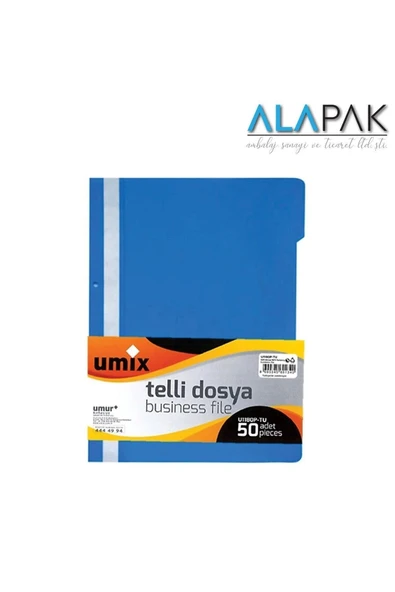 Umur Kırtasiye UMUR UMİX A4 TELLİ DOSYA 50 Lİ MAVİ ürün görseli 1
