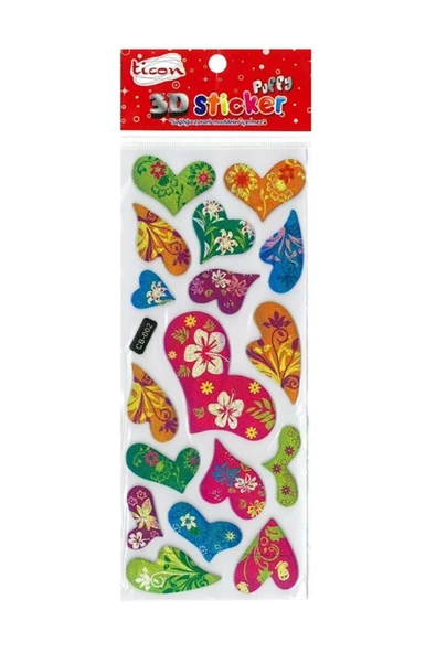 Ticon 3d-14 Kalp Şekilli-2 Puffy Sticker 177565 ürün görseli 1