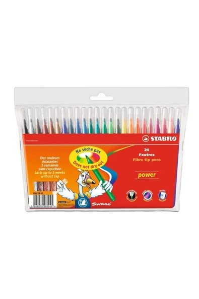 Stabilo power - Keçe Uçlu Boya Kalemi - 24'lü Paket - Çeşitli Renkler ürün görseli 1