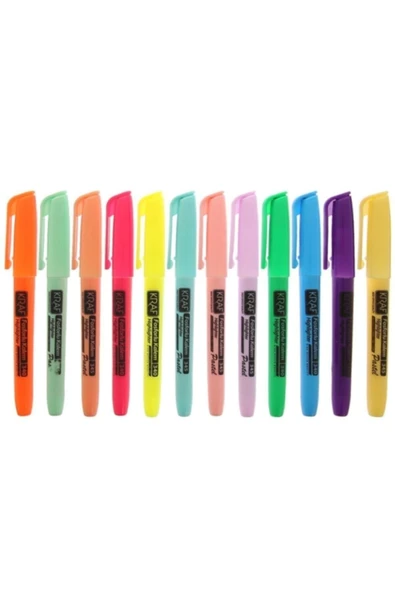 KRAF 340/345-12 (6 PASTEL 6 PARLAK RENK) Fosforlu Kalem 12'li ürün görseli 1