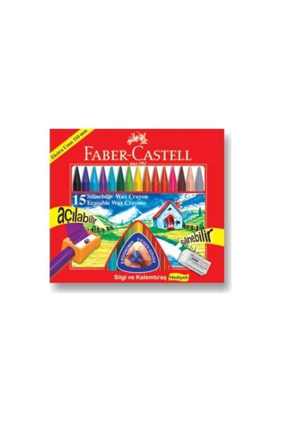 Faber Castell Silinebilir Wax Crayon Mum Boya 15 Li ürün görseli 1