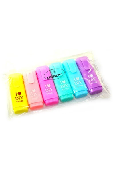 Linea Fosforlu Kalem Mini Pastel Renk 6'lı ürün görseli 1