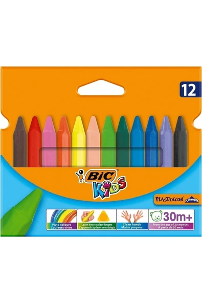 Bic Kids Plastidecor 12'li JUMBO Üçgen Mum Pastel Boya / ürün görseli 1
