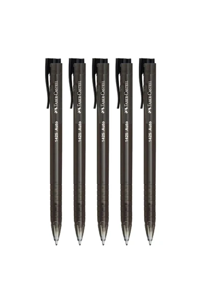 Faber Castell 1425 Auto Basmalı Tükenmez Kalem Siyah - 5 Adet ürün görseli 1