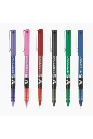 Pilot Roller Kalem Iğne Uç V5 Set 6'lı Mavi-siyah-kırmızı-yeşil-pembe-mor ürün görseli 1