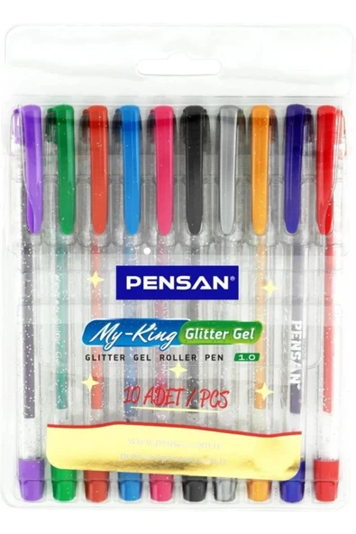 Pensan Triball 8'li Tükenmez Kalem + My King 10'lu Simli Jel Kalem ürün görseli 1