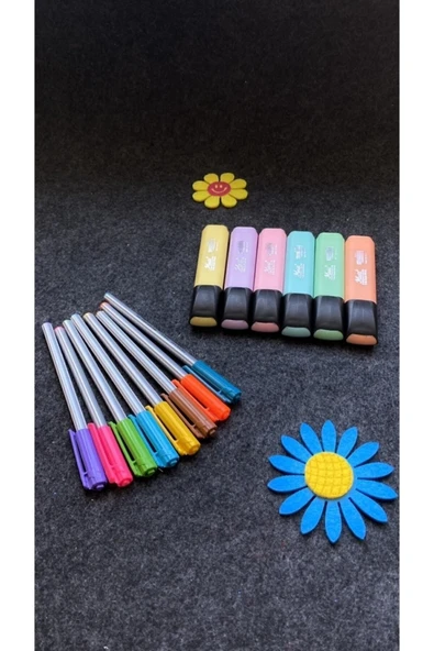 Pensan Triball Tükenmez Kalem 8 Renk + Masis Pastel Renk Fosforlu Işaretleme Kalemi 6 Lı Set ürün görseli 1
