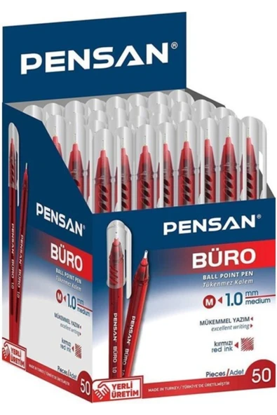 Pensan Büro Tükenmez Kalem 1 Kırmızı 50 Li Paket ürün görseli 1