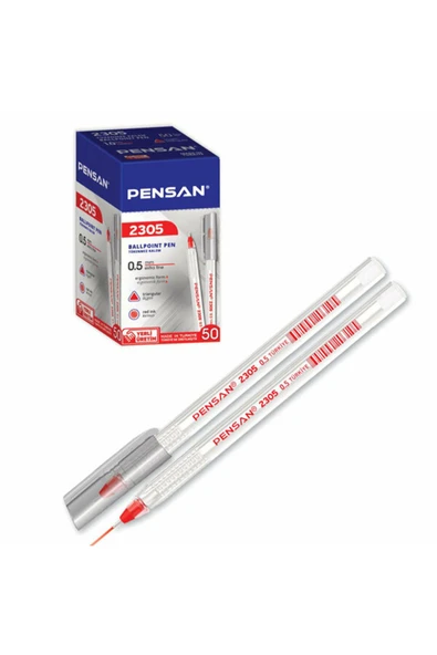 Pensan Tükenmez Kalem Üçgen Kırmızı 0,5 Mm 50 Li 2305 ürün görseli 1