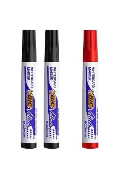 Bic Velleda Tahta Kalemi Seti - 2 Siyah + 1 Kırmızı ürün görseli 1