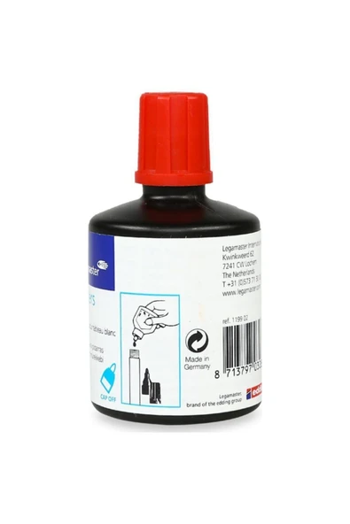 Edding Legamaster Beyaz Yazı Tahtası Kalemi Yedek Mürekkebi 100ml Kırmızı ürün görseli 1
