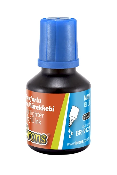Brons 30 Ml Fosforlu Kalem Mürekkebi Mavi (br-9122) ürün görseli 1