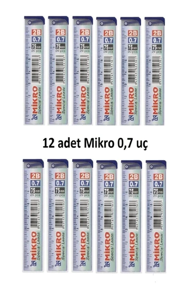 Mikro Min Kalem Ucu 0.7 Uc 2b Dereceli Cetvelli - 12 Li Paket ürün görseli 1