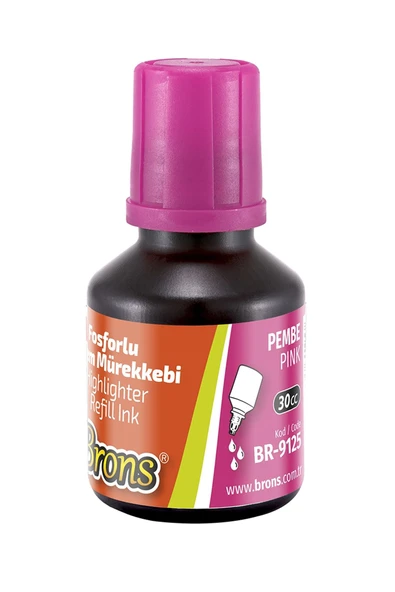 Brons Fosforlu Kalem Mürekkebi Pembe 30 ml  (br-9125) ürün görseli 1