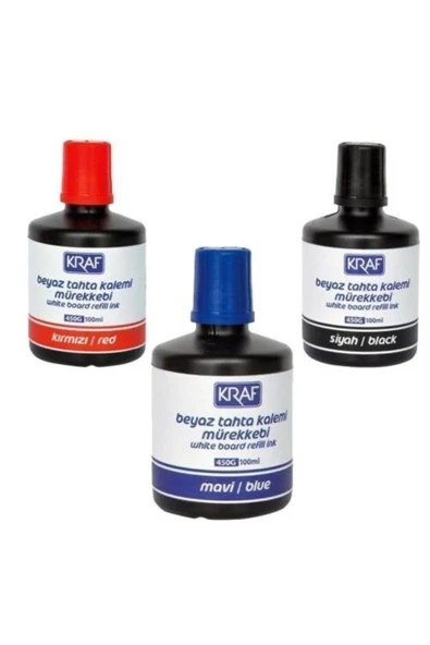KRAF 450g Beyaz Yazı Tahtası Mürekkep Seti - 3 Renk X 100 Ml ürün görseli 1