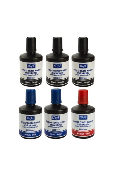KRAF Beyaz Yazı Tahtası Mürekkebi Seti 100ml X 6 Adet ürün görseli 1