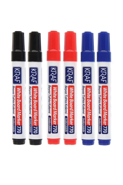 KRAF 770 Doldurulabilir Beyaz Tahta Kalemi 6'lı Set ürün görseli 1